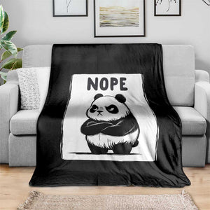 Grumpy Panda Says Nope Throw Blanket Japanese Aesthetic Panda Bear Graphic TS12 Print Your Wear