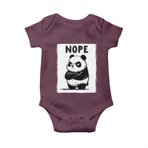 Grumpy Panda Says Nope Baby Onesie Japanese Aesthetic Panda Bear Graphic TS12 Maroon Print Your Wear