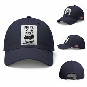 Grumpy Panda Says Nope Baseball Cap Japanese Aesthetic Panda Bear Graphic TS12 Baseball Cap Universal Fit Navy Print Your Wear