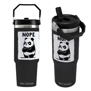 Grumpy Panda Says Nope Flip Straw Tumbler Japanese Aesthetic Panda Bear Graphic TS12 One Size: 30 oz Black Print Your Wear