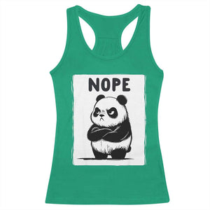 Grumpy Panda Says Nope Racerback Tank Top Japanese Aesthetic Panda Bear Graphic TS12 Irish Green Print Your Wear