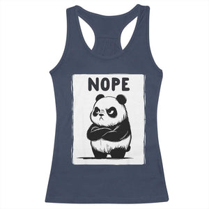 Grumpy Panda Says Nope Racerback Tank Top Japanese Aesthetic Panda Bear Graphic TS12 Navy Print Your Wear