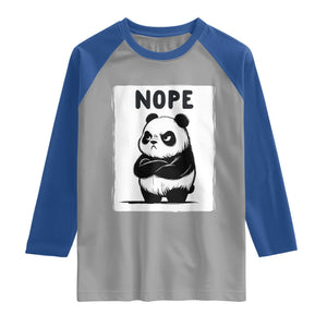 Grumpy Panda Says Nope Raglan Shirt Japanese Aesthetic Panda Bear Graphic TS12 Sport Gray Royal Print Your Wear