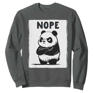Grumpy Panda Says Nope Sweatshirt Japanese Aesthetic Panda Bear Graphic TS12 Dark Heather Print Your Wear