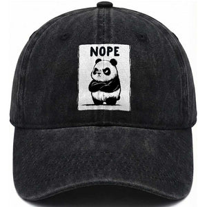 Grumpy Panda Says Nope Washed Cotton Baseball Cap Japanese Aesthetic Panda Bear Graphic TS12 Print Your Wear