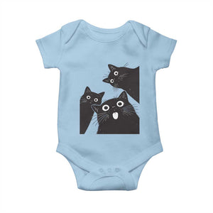 Funny Japanese Black Cat Is Watching You Baby Onesie Cat Lover TS12 Light Blue Print Your Wear