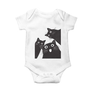 Funny Japanese Black Cat Is Watching You Baby Onesie Cat Lover TS12 White Print Your Wear