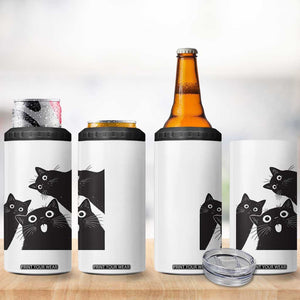 Funny Japanese Black Cat Is Watching You 4 in 1 Can Cooler Tumbler Cat Lover TS12 Print Your Wear