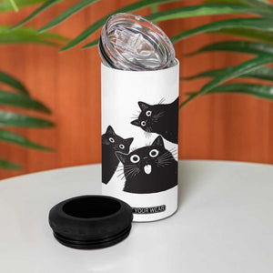 Funny Japanese Black Cat Is Watching You 4 in 1 Can Cooler Tumbler Cat Lover TS12 Print Your Wear
