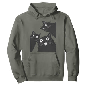 Funny Japanese Black Cat Is Watching You Hoodie Cat Lover TS12 Military Green Print Your Wear