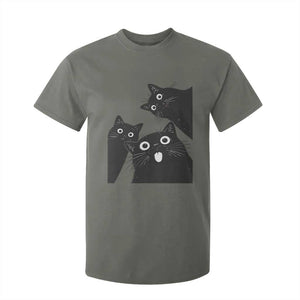 Funny Japanese Black Cat Is Watching You T Shirt For Kid Cat Lover TS12 Military Green Print Your Wear