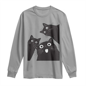 Funny Japanese Black Cat Is Watching You Long Sleeve Shirt Cat Lover TS12 Sport Gray Print Your Wear