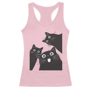 Funny Japanese Black Cat Is Watching You Racerback Tank Top Cat Lover TS12 Light Pink Print Your Wear