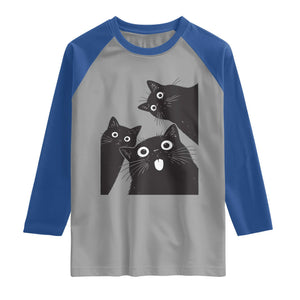 Funny Japanese Black Cat Is Watching You Raglan Shirt Cat Lover TS12 Sport Gray Royal Print Your Wear