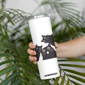Funny Japanese Black Cat Is Watching You Skinny Tumbler Cat Lover TS12 Print Your Wear