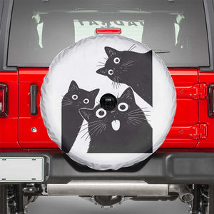Funny Japanese Black Cat Is Watching You Spare Tire Cover Cat Lover TS12 White Print Your Wear