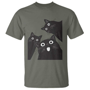 Funny Japanese Black Cat Is Watching You T Shirt Cat Lover TS12 Military Green Print Your Wear