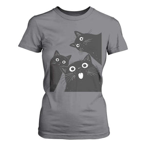 Funny Japanese Black Cat Is Watching You T Shirt For Women Cat Lover TS12 Charcoal Print Your Wear