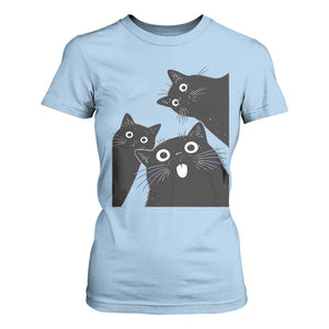 Funny Japanese Black Cat Is Watching You T Shirt For Women Cat Lover TS12 Light Blue Print Your Wear
