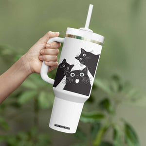 Funny Japanese Black Cat Is Watching You Tumbler With Handle Cat Lover TS12 Print Your Wear