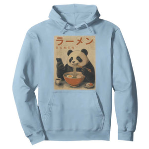 Funny Panda Eating Ramen Scrolling Phone Hoodie Japanese Art Aesthetic TS12 Light Blue Print Your Wear