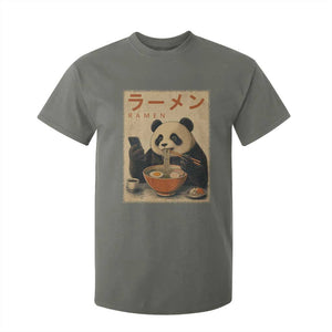 Funny Panda Eating Ramen Scrolling Phone T Shirt For Kid Japanese Art Aesthetic TS12 Military Green Print Your Wear