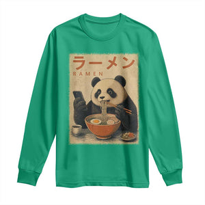 Funny Panda Eating Ramen Scrolling Phone Long Sleeve Shirt Japanese Art Aesthetic TS12 Irish Green Print Your Wear
