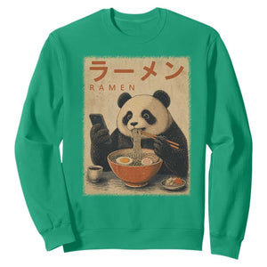 Funny Panda Eating Ramen Scrolling Phone Sweatshirt Japanese Art Aesthetic TS12 Irish Green Print Your Wear