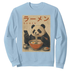 Funny Panda Eating Ramen Scrolling Phone Sweatshirt Japanese Art Aesthetic TS12 Light Blue Print Your Wear