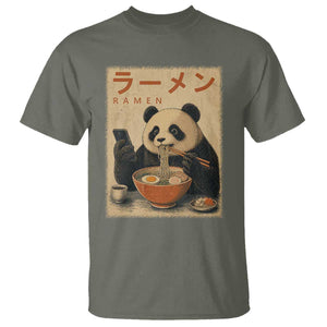 Funny Panda Eating Ramen Scrolling Phone T Shirt Japanese Art Aesthetic TS12 Military Green Print Your Wear