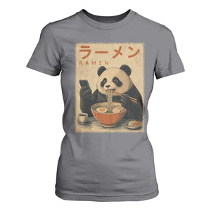 Funny Panda Eating Ramen Scrolling Phone T Shirt For Women Japanese Art Aesthetic TS12 Charcoal Print Your Wear
