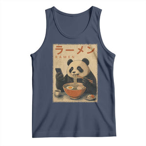 Funny Panda Eating Ramen Scrolling Phone Tank Top Japanese Art Aesthetic TS12 Navy Print Your Wear