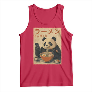 Funny Panda Eating Ramen Scrolling Phone Tank Top Japanese Art Aesthetic TS12 Red Print Your Wear