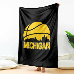 Vintage Michigan Skyline Throw Blanket Basketball Lover Gift TS12 Print Your Wear