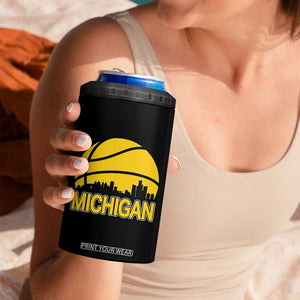Vintage Michigan Skyline 4 in 1 Can Cooler Tumbler Basketball Lover Gift TS12 Print Your Wear