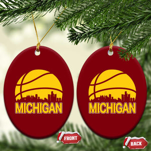 Vintage Michigan Skyline Ceramic Ornament Basketball Lover Gift TS12 Print Your Wear