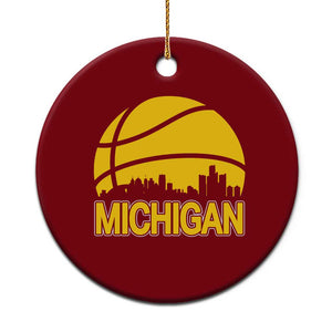 Vintage Michigan Skyline Ceramic Ornament Basketball Lover Gift TS12 1pc Red Print Your Wear