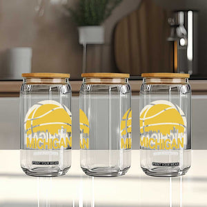 Vintage Michigan Skyline Glass Can Basketball Lover Gift TS12 Print Your Wear