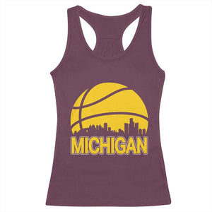 Vintage Michigan Skyline Racerback Tank Top Basketball Lover Gift TS12 Maroon Print Your Wear