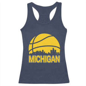 Vintage Michigan Skyline Racerback Tank Top Basketball Lover Gift TS12 Navy Print Your Wear