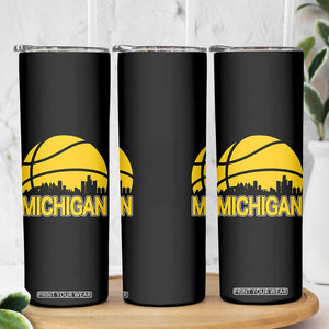 Vintage Michigan Skyline Skinny Tumbler Basketball Lover Gift TS12 Print Your Wear
