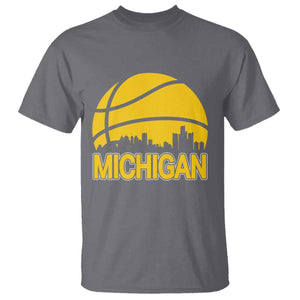 Vintage Michigan Skyline T Shirt Basketball Lover Gift TS12 Charcoal Print Your Wear