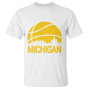 Vintage Michigan Skyline T Shirt Basketball Lover Gift TS12 White Print Your Wear