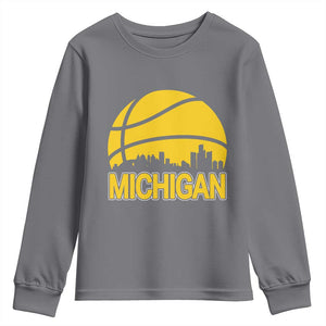 Vintage Michigan Skyline Youth Sweatshirt Basketball Lover Gift TS12 Charcoal Print Your Wear
