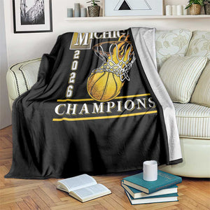 Michigan 2026 Flaming Hoop Basketball Lover Throw Blanket Champions Victory Graphic Sports Fan TS12 Print Your Wear