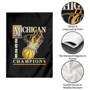 Michigan 2026 Flaming Hoop Basketball Lover Garden Flag Champions Victory Graphic Sports Fan TS12 Print Your Wear