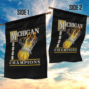 Michigan 2026 Flaming Hoop Basketball Lover Garden Flag Champions Victory Graphic Sports Fan TS12 Print Your Wear