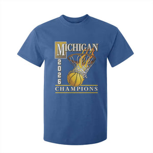 Michigan 2026 Flaming Hoop Basketball Lover T Shirt For Kid Champions Victory Graphic Sports Fan TS12 Royal Blue Print Your Wear