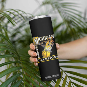 Michigan 2026 Flaming Hoop Basketball Lover Skinny Tumbler Champions Victory Graphic Sports Fan TS12 Print Your Wear