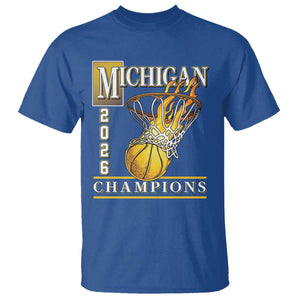 Michigan 2026 Flaming Hoop Basketball Lover T Shirt Champions Victory Graphic Sports Fan TS12 Royal Blue Print Your Wear